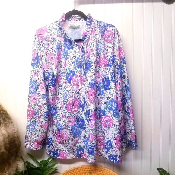 Vintage Tops - VINTAGE 70’s floral women’s shirt Size 2X
